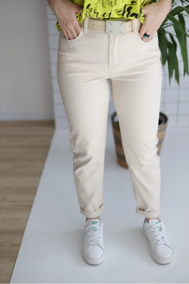 Джинси з ременем 26 бежеві - фото 3