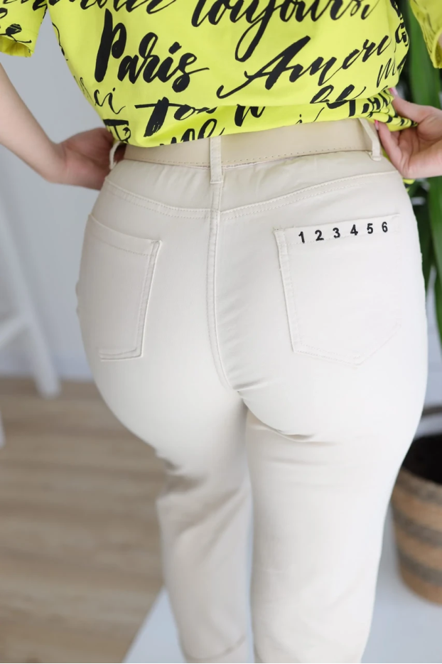 Джинси з ременем 29 бежеві - фото 5