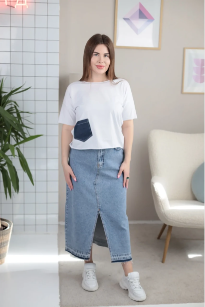 Спідниця Str 52 блакитна батал (12000XXL)