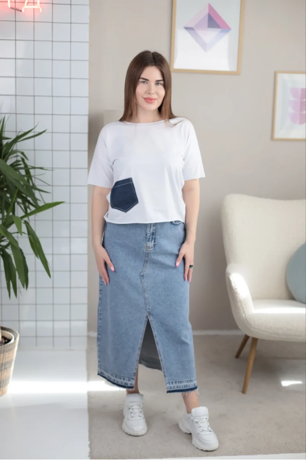 Спідниця Str 52 блакитна батал (12000XXL) - фото 1