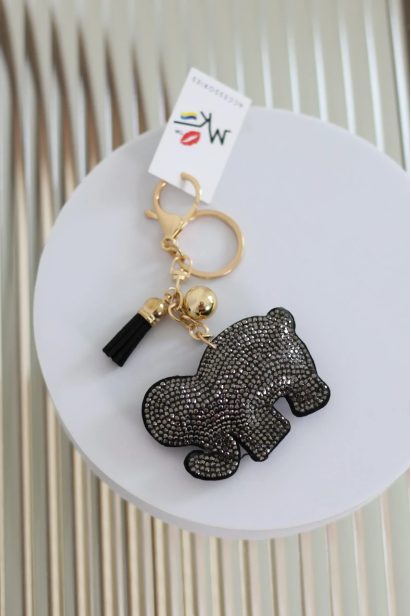 Брелок Слон срібні камінчики чорний 350/172