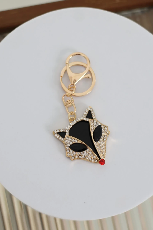 Брелок Лисиця з камінчиками золото+чорний (290/129) - фото 2