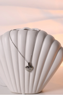 Підвіска серце з камінчиками у срібному кольорі 549/130au - фото 4