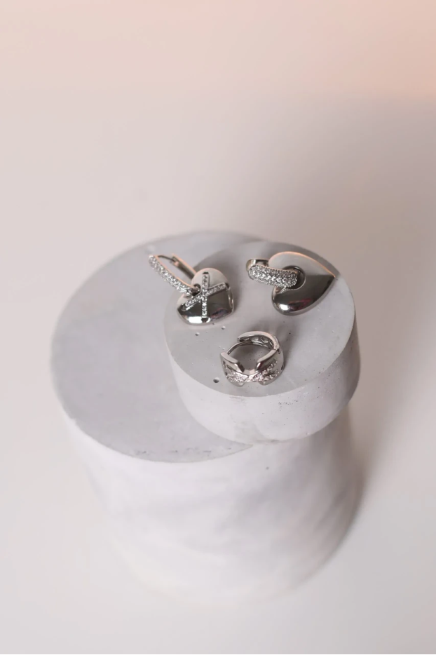 Сережки трійка у срібному кольорі (749/25)