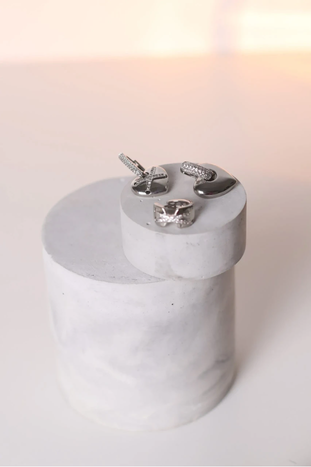 Сережки трійка у срібному кольорі (749/25) - фото 2