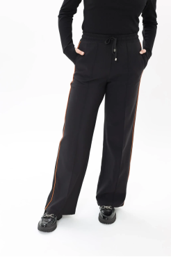 Брюки-палацо жіночі з помаранчевим лампасом 50-52 чорні (01449XL) - фото 1