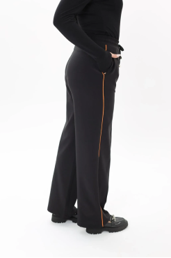 Брюки-палацо жіночі з помаранчевим лампасом 50-52 чорні (01449XL) - фото 4