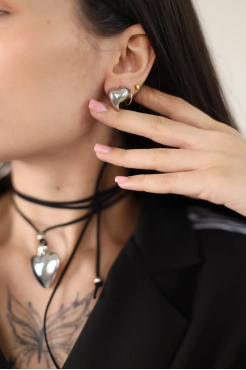 Сережки серце у срібному кольорі (599/133) - фото 1