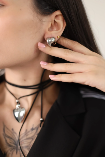 Сережки серце у срібному кольорі (599/133)