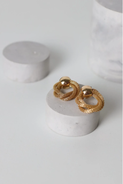 Сережки сіточка у золотому кольорі 749/26