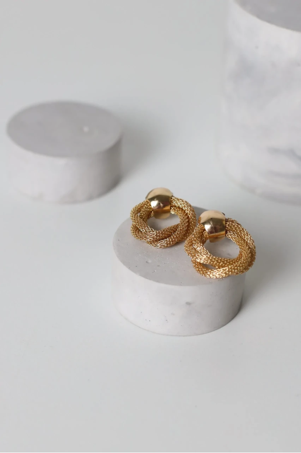 Сережки сіточка у золотому кольорі 749/26 - фото 1