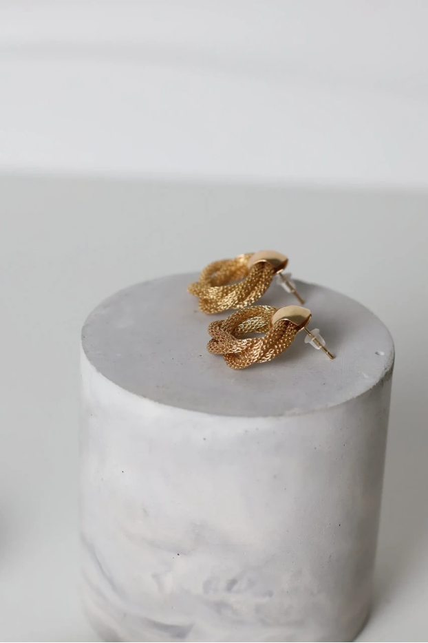 Сережки сіточка у золотому кольорі 749/26 - фото 2