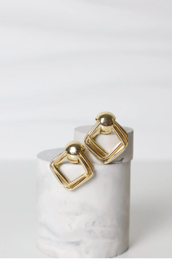 Сережки квадрат у золотому кольорі 25/649 - фото 1