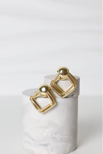 Сережки квадрат у золотому кольорі 25/649