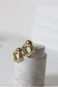 Сережки квадрат у золотому кольорі 25/649 - фото 2