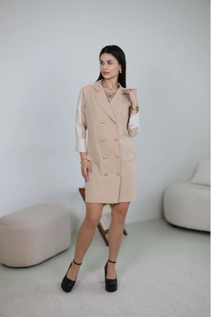 Сукня з лампасами 42 бежева (11251bj)