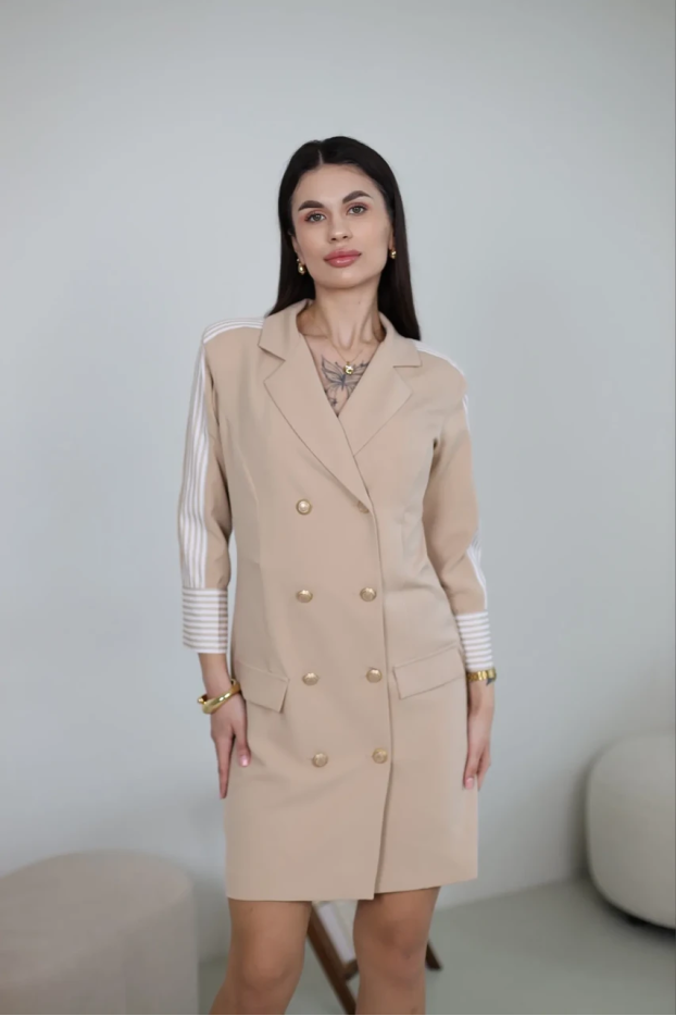 Сукня з лампасами 42 бежева (11251bj) - фото 2