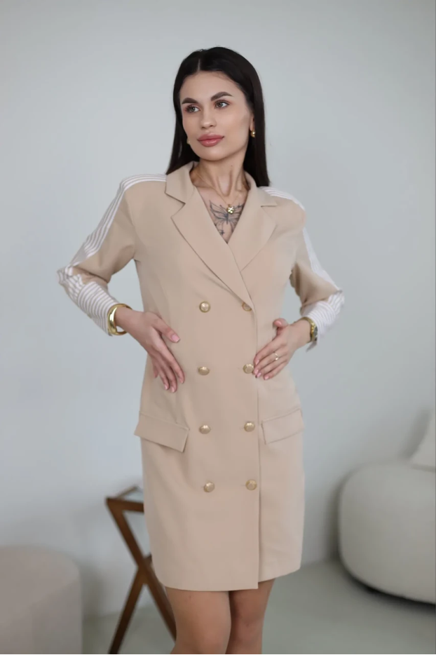 Сукня з лампасами 42 бежева (11251bj) - фото 3