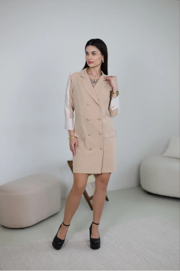 Платье с лампасами 42 бежевое (11251bj) - фото 1