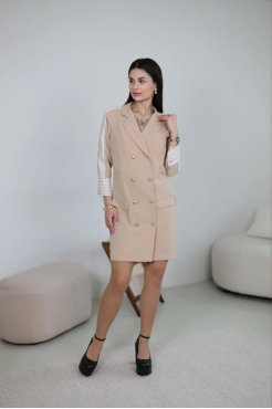 Сукня з лампасами 38 бежева (111251be) - фото 1