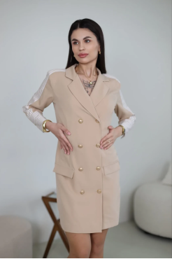 Сукня з лампасами 38 бежева (111251be) - фото 3