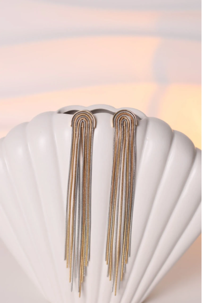 Сережки довгі у золотому кольорі (849/25)