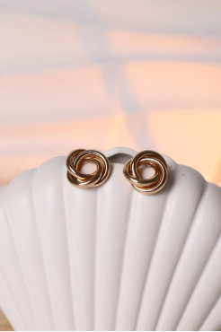 Сережки вузлики маленькі у золотому кольорі (599/25) - фото 1