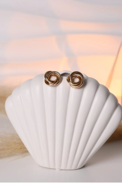 Сережки вузлики маленькі у золотому кольорі (599/25) - фото 2