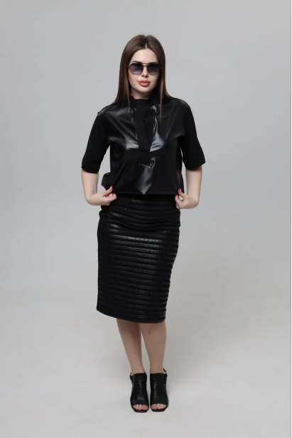 Спідниця комбінована 48 чорна (EVA92)