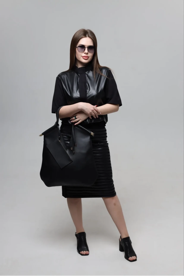 Спідниця комбінована 42 чорна (EVA92) - фото 9