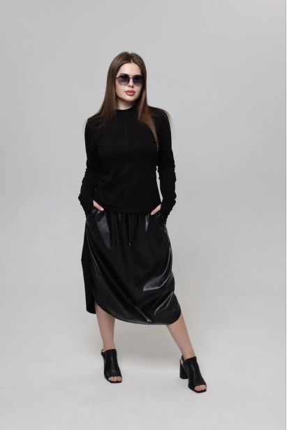 Спідниця комбінована 46-50 чорна (2233bS)