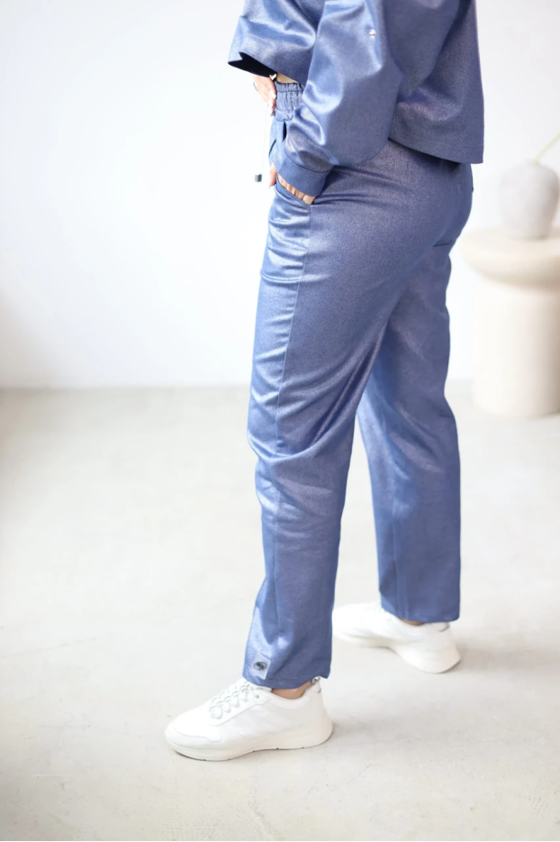 Брюки зі стрілкою МК джинсові 44-48 блакитний (1249sM) - фото 7