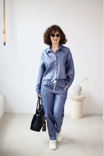 Брюки зі стрілкою МК джинсові 50-52 блакитний (1249XL)