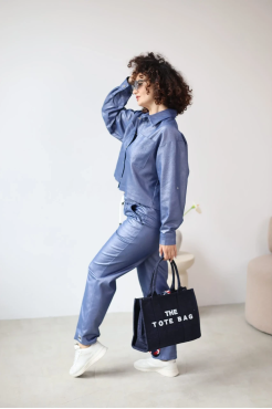 Брюки зі стрілкою МК джинсові 54-56 блакитні (1249XXXL) - фото 2