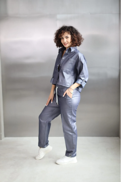 Брюки зі стрілкою МК джинсові 52-54 сині (1249bXXL)