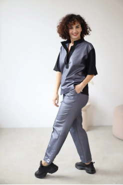 Брюки зі стрілкою МК джинсові 50-52 сині (1249bXL) - фото 9