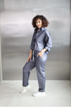 Брюки зі стрілкою МК джинсові 48-50 сині (1249bL) - фото 1