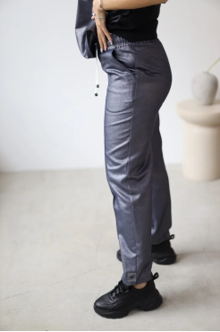 Брюки зі стрілкою МК джинсові 44-48 сині (1249bM) - фото 4