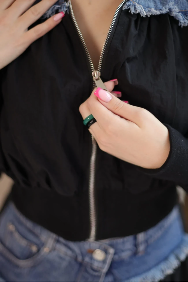 Бомбер-вітрівка 48-50 чорний+джинс (0146M) - фото 4