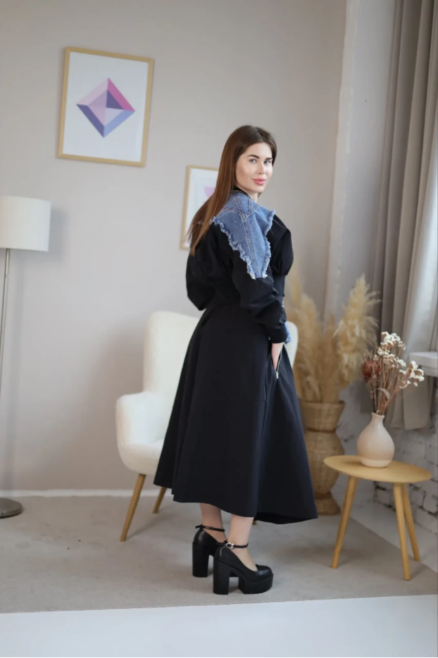 Спідниця комбінована 48-50 чорна+джинс (0148М) - фото 8