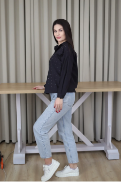 Сорочка з камінчиками 52 чорна (2037L) - фото 6