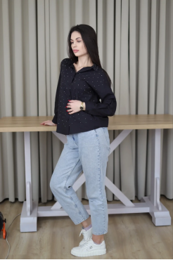 Сорочка з камінчиками 52 чорна (2037L) - фото 8