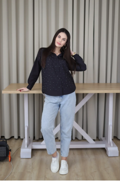 Сорочка з камінчиками 52 чорна (2037L) - фото 10