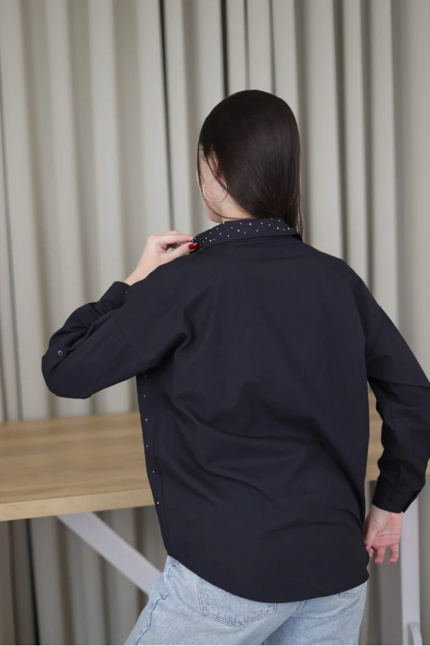 Сорочка з камінчиками 50 чорна (2037M) - фото 2