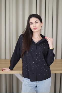 Сорочка з камінчиками 50 чорна (2037M) - фото 9