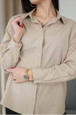 Сорочка з камінчиками 46-50 бежева (2037S) - фото 4