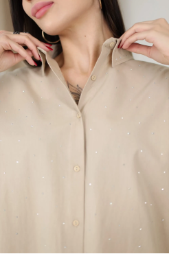 Сорочка з камінчиками 46-50 бежева (2037S) - фото 5