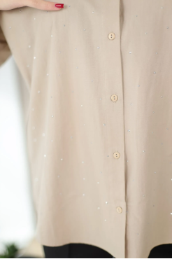 Сорочка з камінчиками 46-50 бежева (2037S) - фото 6