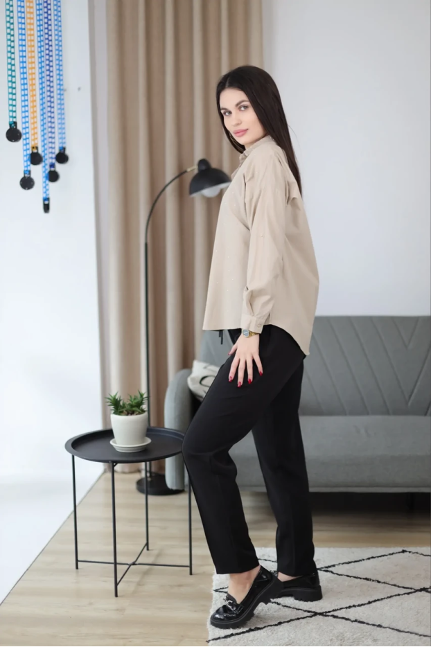 Сорочка з камінчиками 46-50 бежева (2037S) - фото 10