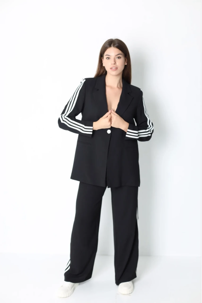 Костюм двойка с лампасами 42 черный (301Т/36b)